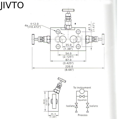 6000psi 200C Instrument Three Way Manifold Valve 1/2 Female NPT Needle Valve Manifold
