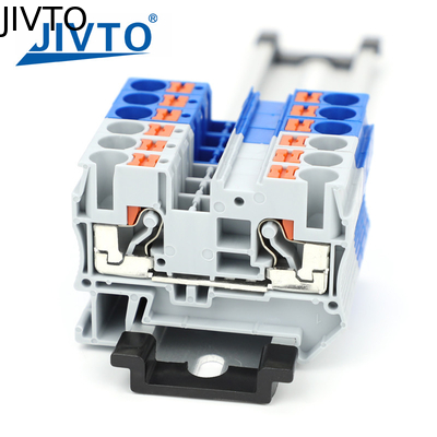 PT6 Пуш-ин терминальный блок Din Rail 6mm2 безвинтовой пружинный питание через соединитель проволока электрический разъем